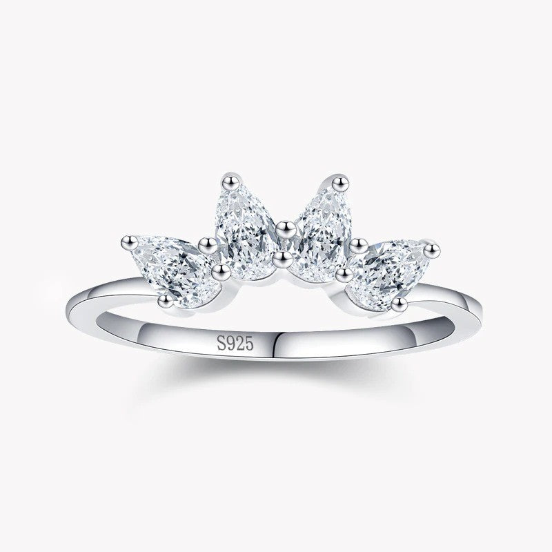 Bague couronne en forme de goutte d'eau