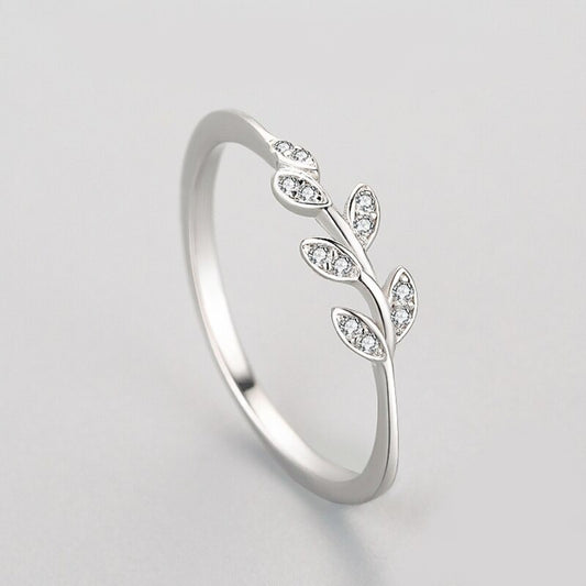 Bague plante en Zircon clair