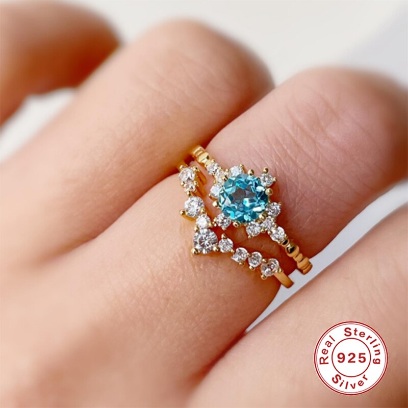 Bague zircon online bleu