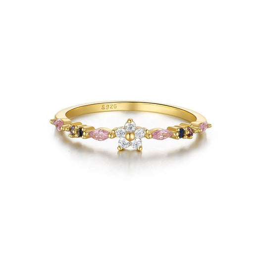 Bague en cristal motif fleur/papillon